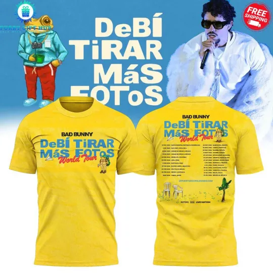 Bad Bunny Debí Tirar Más Fotos World Tour T Shirt 3D All Size
