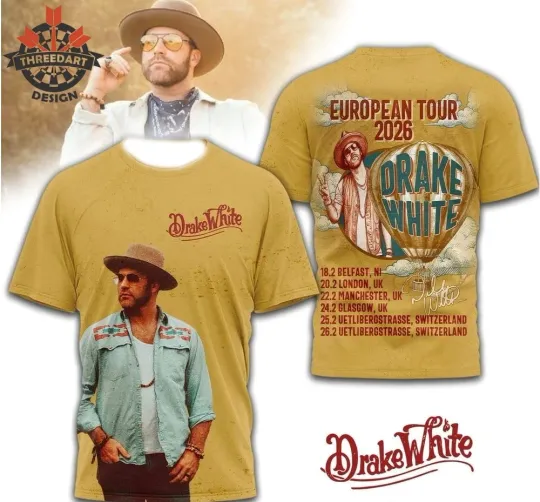 Discover Drake White European All size Tour 3D T-Shirt