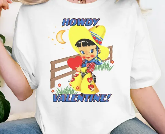 Discover Vintage Valentine "Howdy!" Cowboy Tee | Retro Valentine Shirt