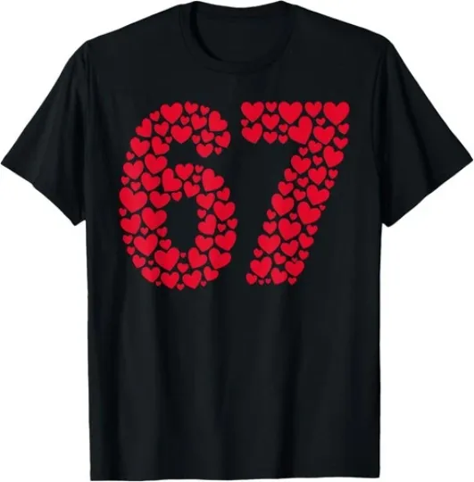 Discover Valentine Day 67 Filled With Hearts Six Seven Meme T-Shirt