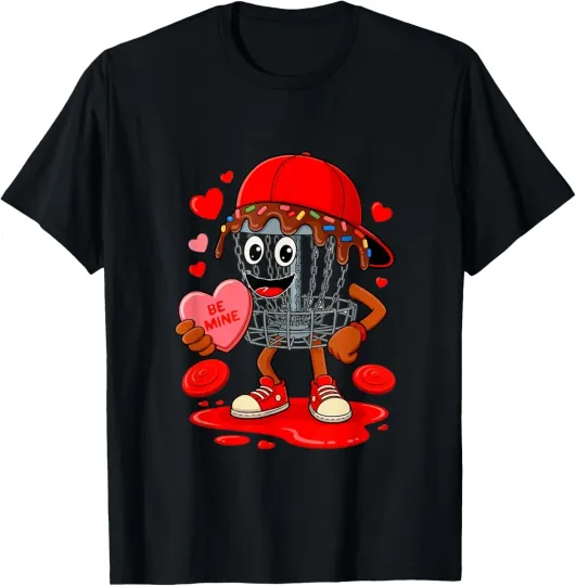 Discover Disc Golf Equipment Player Valentine Hearts Costume Dripped T-Shirt UNISEX