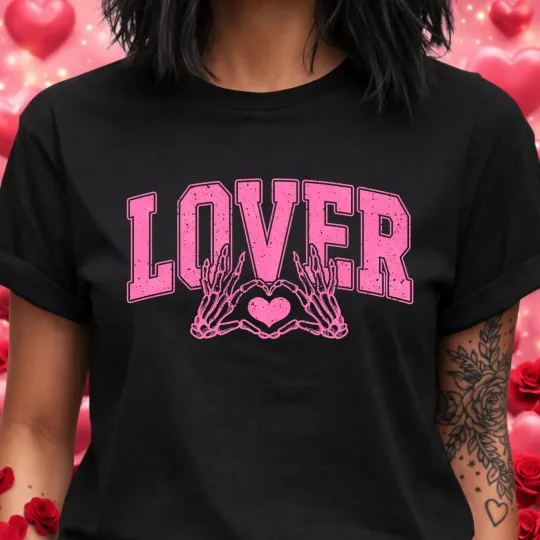 Discover Valentine's Day Shirt Lover T-Shirt Skeleton Hands Vday Tee
