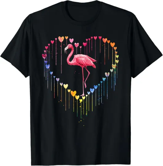 Discover Cute Flamingo In Heart Love For Funny Pet Lovers Valentine T-Shirt