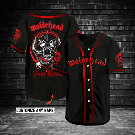 Discover Personalized Unisex Motorhead Rock Band Printed Baseball Jersey
