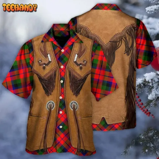 Discover Christmas Santa Vintage Fringe Leather Suede Vest Hawaiian Shirt