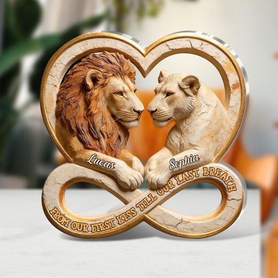 Personalized Simba Nala Acrylic Plaque, Lion King Couple 2D Flat with 3D effect sign acrylic, Animal Kingdom Acrylic Plaque,Disney Valentine