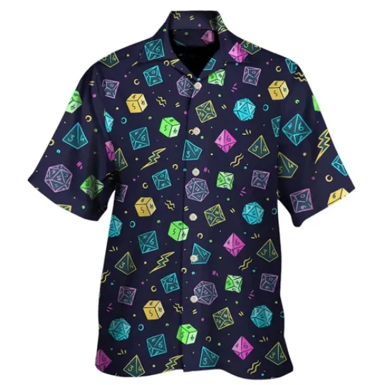 Discover DnD Dice Colorful Style Hawaiian Shirt Aloha Summer Beach Button Down For Men