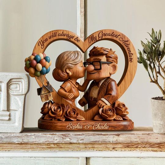 Personalized Carl And Ellie Shaped Acrylic Plaque 2D FLAT, Up Movie Love Sign, Disney Couple Keepsake, My Greatest Adventure Gift Valentine