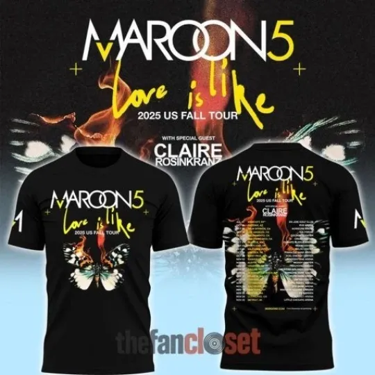 Maroon 5 Love Is Like 2025 US Fall Tour Limited Edition 3D Shirt