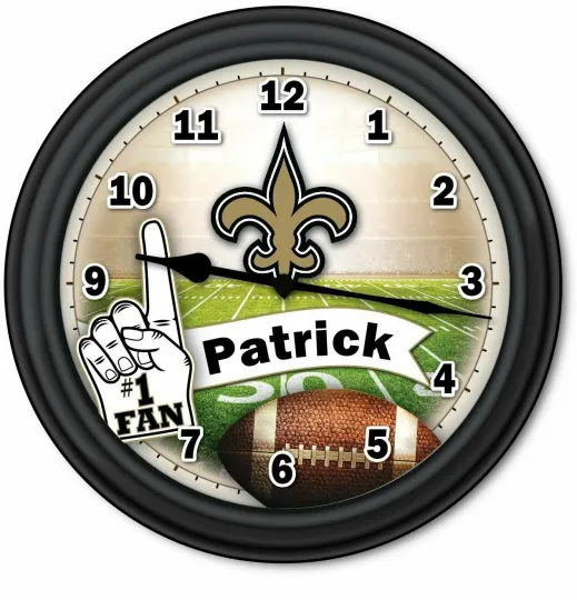 New Orleans SAINTS Football Fan PERSONALIZED Wall Clock - Man Cave football - GIFT