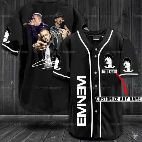 Personalized Unisex Eminem Band Printed Baseball Jersey