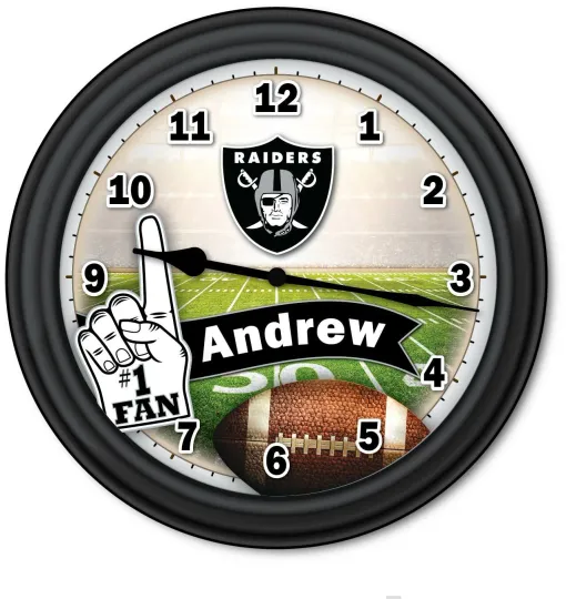 Discover Vegas RAIDERS Football Fan PERSONALIZED Wall Clock - Man Cave football - GREAT GIFT