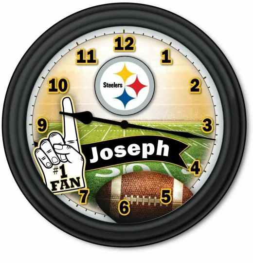 Discover Pittsburgh Steeler Football Fan PERSONALIZED Wall Clock - Man Cave football - GIFT