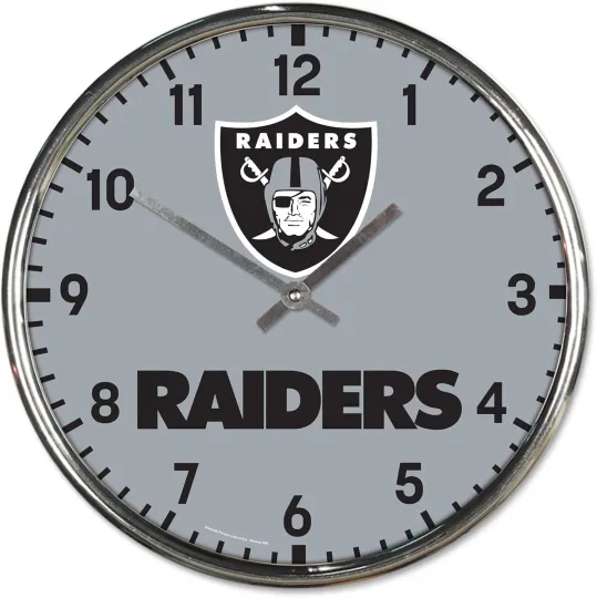 Las Vegas Raiders Round Chrome Clock