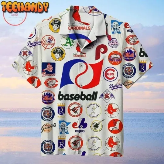 Discover Baseball League Retro Logo Hawaiian shirt