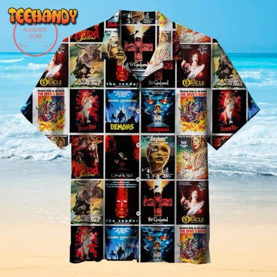 Discover Horror Demons Monster Vintage Trash Movie Posters Hawaiian Shirt
