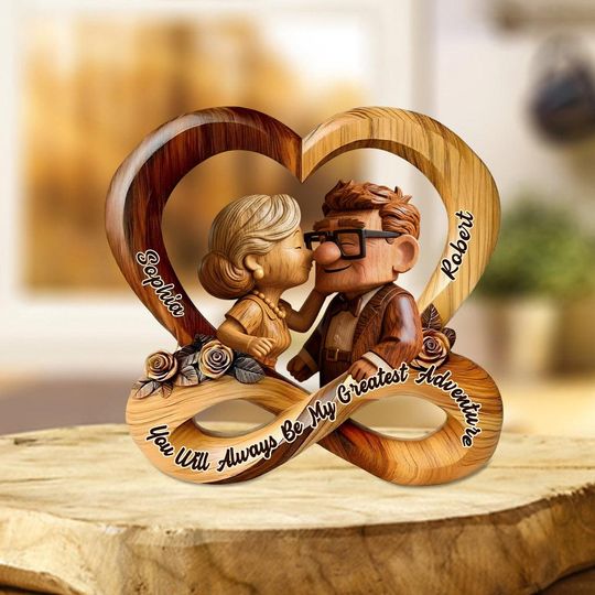 Discover Disney Up Couple Acrylic Plaque, Disney Valentine Shaped Plaque, Romantic 2D Printed Decor, Disneyland Lover, Adventure Is Out There Tee
