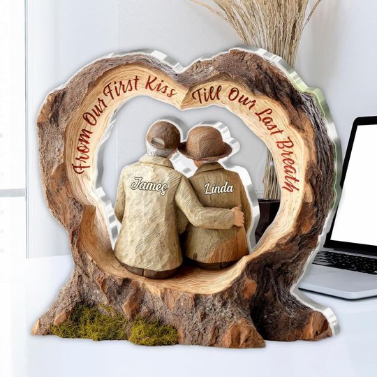 From Our First Kiss Till Our Last Breath Personalized Couple Acrylic Plaque, Romantic Anniversary Gift, Valentine Home Decor