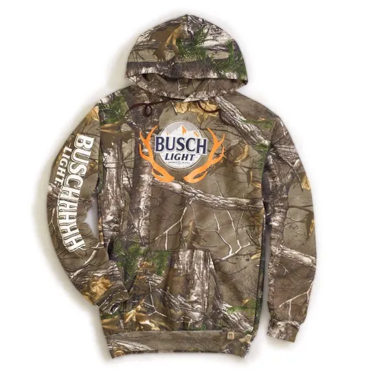 Discover Busch Beer RealTree Camo 3D Lightweight Zip Hoodie for Men