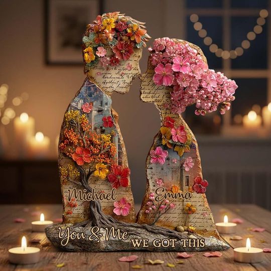 Discover Personalized You And Me We Got This Shaped Acrylic Plaque, Custom Couple Flower Gift, Wild Floral Couple Decor, Romantic Display For Couples