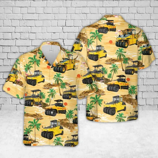 Discover Road Construction Pneumatic Tire Roller PTR Hawaiian Shirt