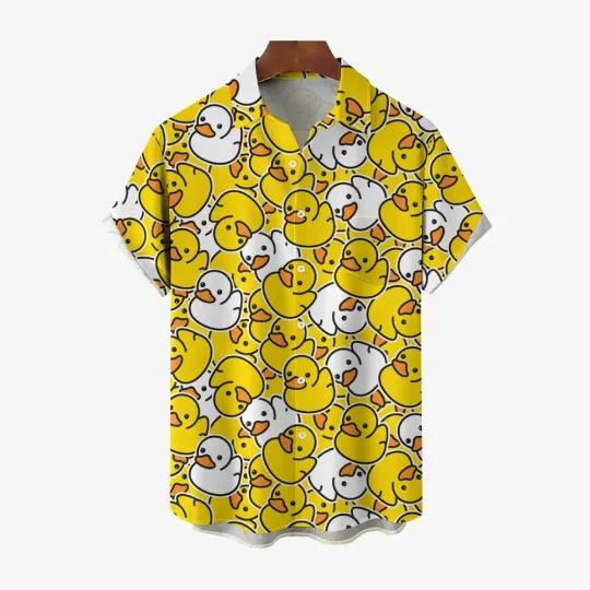 Discover Mens Little Yellow Duck Jump Color Casual Fashion Short Sleeve Shirt 230710145