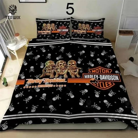Discover H daviidson's Motorcycle Bedding Set with Pillowcase, Gift For Fans