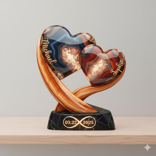 Personalized Couple Heart Acrylic Plaque  Custom Names & Date, Valentine Gifts, Custom Couple Gifts