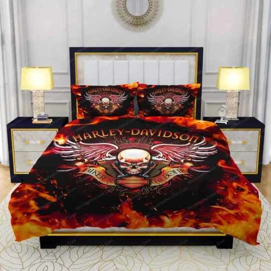 Discover H daviidson's Biker To The Bone Full Bedding Duvet Cover Set