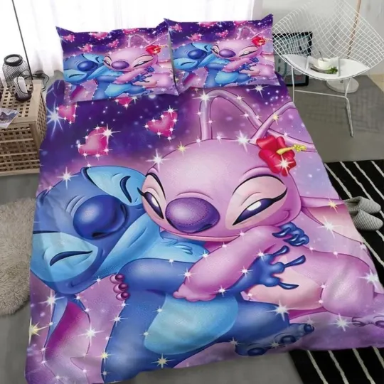 Discover Stitch And Lilo Love Bedding Set, Disney Cartoon 3D Print Comforter Cover