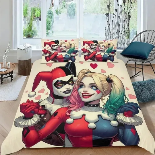 Harley Quinn Themed Full Bedding Duvet Cover Set , Movies Gift for Fans