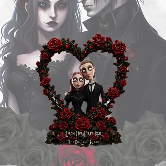 Discover Personalized From Our First Kiss Till Our Last Breath Gothic Couple Acrylic Plaque, Romantic Dark Love Gift For Couples, Horror Couple
