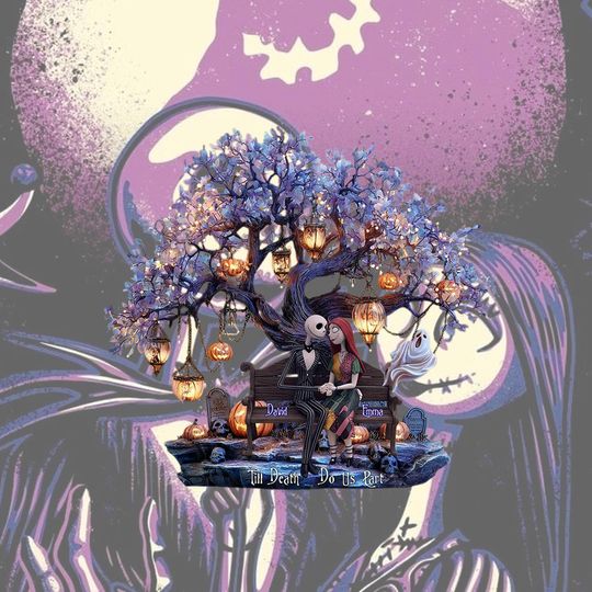 Discover Custom Name Jack Skellington and Sally Couple Acrylic Plaque, Gothic Love Decor, Halloween Anniversary Gift