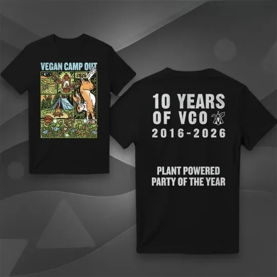 Discover Vegan Camp Out 2026 Two Sided T-Shirt
