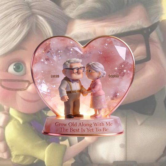 Personalized Carl & Ellie Old Couple Acrylic Plaque, Custom Name Love Keepsake, Romantic Anniversary Gift For Couple