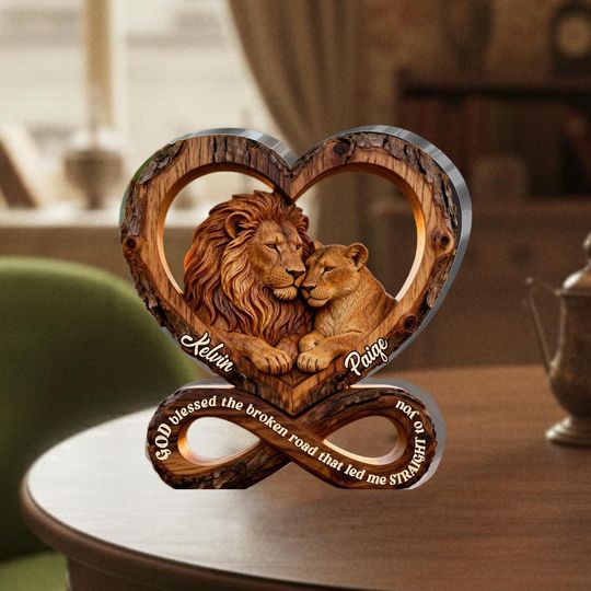 Discover Personalized Lion Couple Acrylic Plaque, Custom Name Romantic Animal Love Decor, Anniversary Wedding Gift Keepsake