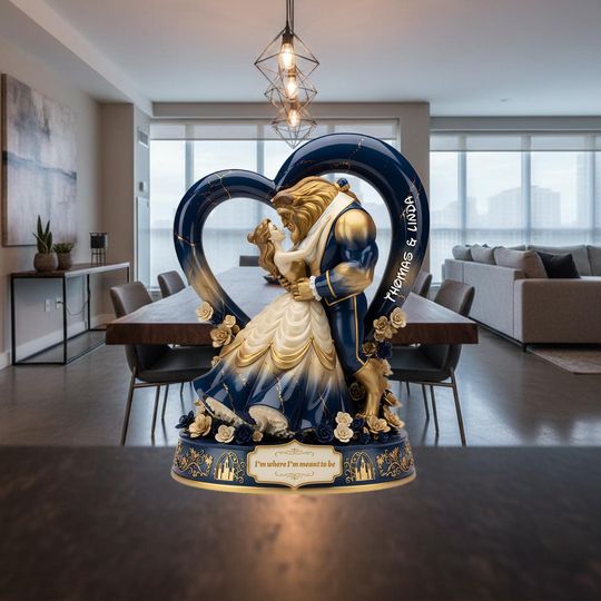 Personalized Disney Beauty And The Beast Acrylic Plaque, Custom Couple Name Plaque, Romantic Anniversary Gift For Couples