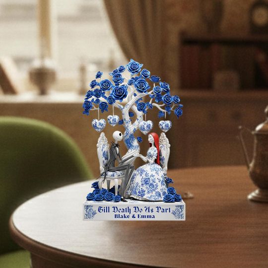 Personalized Till Death Do Us Part Couple Acrylic Plaque, Gothic Love Decor, Custom Name Anniversary Wedding Gift