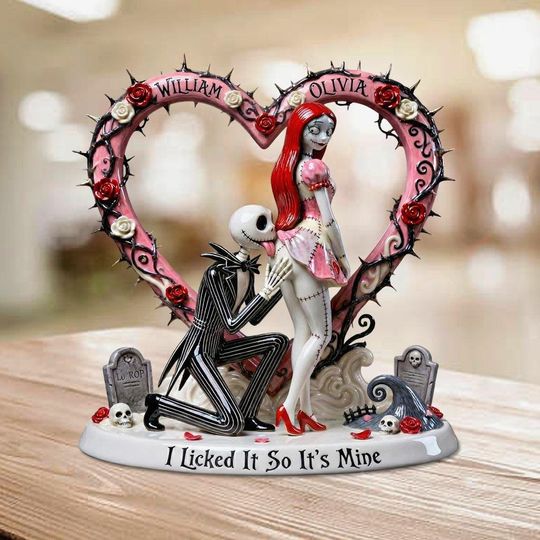 Discover Personalized I Licked It So It's Mine Nightmare Couple Acrylic Plaque, Cute Horror Love Decor, Unique Anniversary Gift For Couples