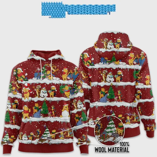 Discover Winie The Pooh Tigger Eeyore Piglet Christmas Hoodie T-Shirt for Kids