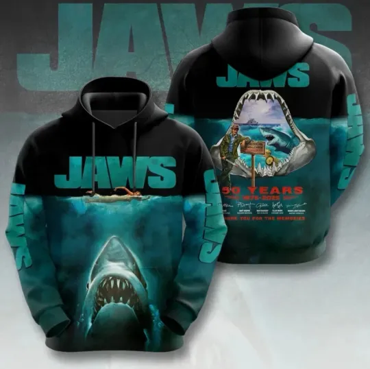 Discover Jaws 50 Years Signature Thank You Hoodie Gift For Fan