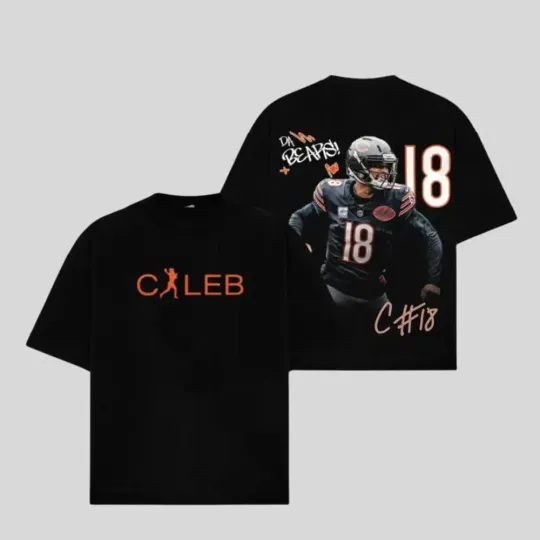 King Caleb Williams 18 Chicago Football Graphic TShirt 2 Sided
