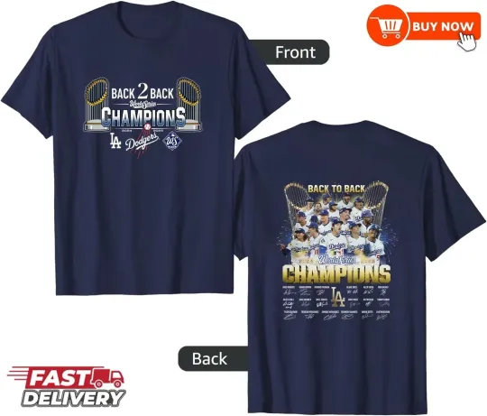 Discover Dodgers World Series Champions Back To Back Graphic Tee Two Sided
