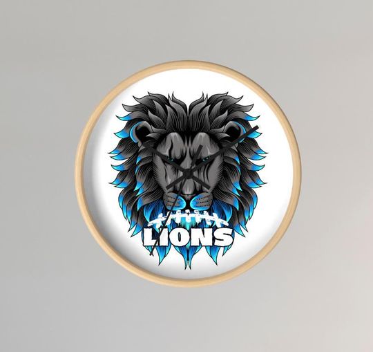 Discover Lions Football Wall Clock - Man Cave Lions Fan Gift Idea, Lions Clock, Sports Fan Clock, Unique Clock, Detroit Football