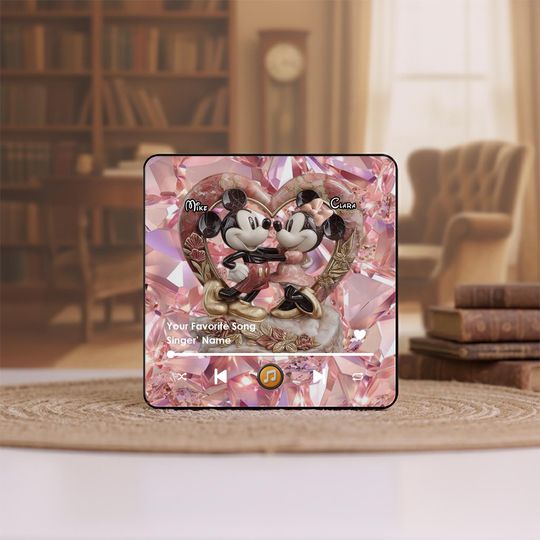 Discover Personalized Couple Mickey and Minnie Mouse Music Gift Fridge Magnet, Custom Fridge Magnet, Valentine's Day 2026 Gifts to Husband