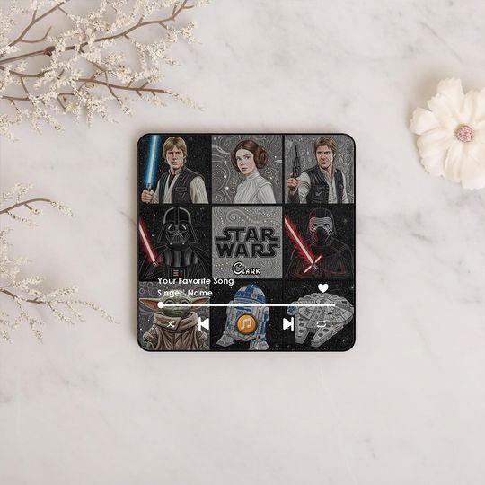 Discover Personalized Star Wars Music Fridge Magnet, Sci Fi Movie Style Magnet, Custom Song & Name Magnet, Space Theme Gift for Fans