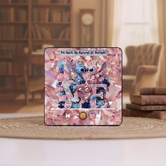 Discover Custom Stitch And Angle Couple I'm Yours No Returns Or Refunds Fridge Magnet, Valentines Day 2025 Gifts, Disney Couple Gifts, Wedding G