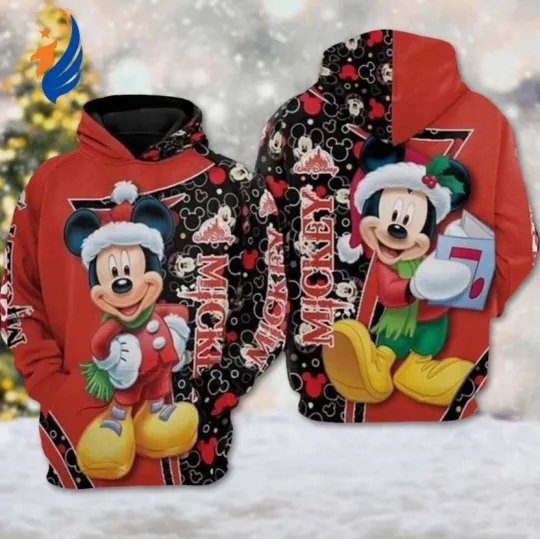 Discover Mickeyy Mouse Christmas Sweatshirt Santa 3D Hoodie Cartoon All Over Print Magic