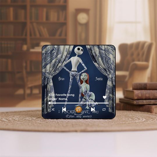 Personalized Nightmare Couple I Fuking Love You Fridge Magnet, Jack and Sally Wedding Anniversary, Couple Jack and Sally Valentine's Gi