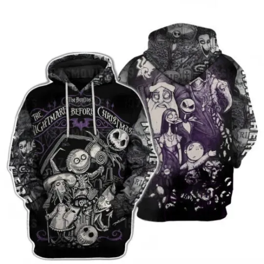 Discover Tim Burton The Nightmare Before Christmas 3D HOODIE Christmas Gift For Family
